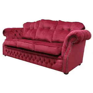 Chesterfield Handmade 3 Seater Sofa Settee Pimlico Wine Red Fabric In Era Style