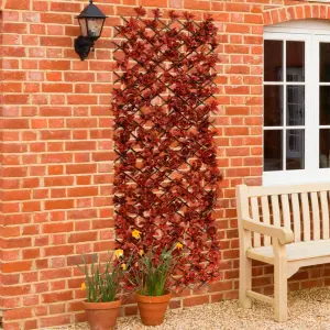 Expanding Decorative Trellis Artificial Red Leaf Willow Trellis Panel Screen