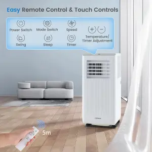 Costway 7000 BTU Portable Air Conditioner AC Unit on Wheels w/ Cooling Fan Dehumidifier & Sleep Modes