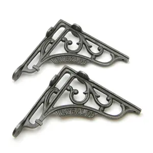 Oakcrafts - Pair of Antique Cast Iron London 'Waterloo' Shelf Brackets - 150mm x 150mm