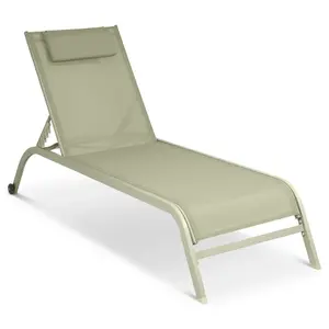 Bali Metal Reclining Sun Lounger Sage Green Set of 2