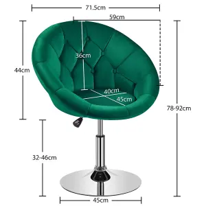 Yaheetech Green Upholstered Height Adjustable Round Swivel Chair