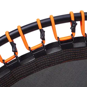 48in Bungee Cords Foldable Round Trampoline with Adjustable U-Handle Bar in Orange for Indoor Outdoor