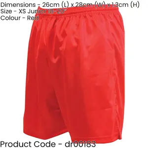 XS - RED Junior Sports Micro Stripe Training Shorts Bottoms - Unisex Football