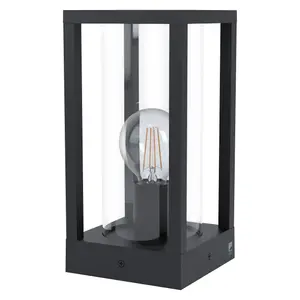 IP44 Outdoor Bollard Light Black Cast Aluminium Box 1 x 40W E27 Bulb Lamp Post