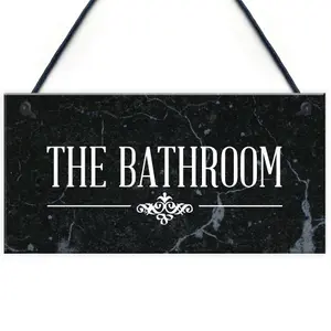 The Bathroom Hanging Sign Bathroom Toilet Decor Marble Theme Home Gift