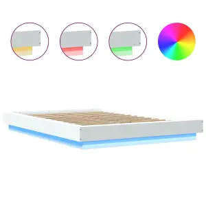 Berkfield Bed Frame with LED Lights without Mattress White 120x190cm