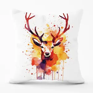 Watercolour Stag Face Outdoor Cushion 45cm x 45cm