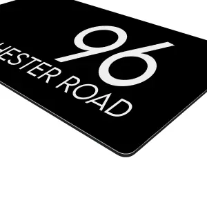 Personalised Aluminium House Plaque with Solar Light Customised with Your House Number and Street Name 200 x 130mm Black