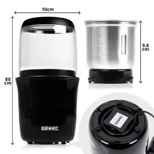 Duronic CG250 Electric Coffee Grinder with 75g Stainless-Steel Cup, Powerful Grinding Mill For Coffee Beans, 250W - black