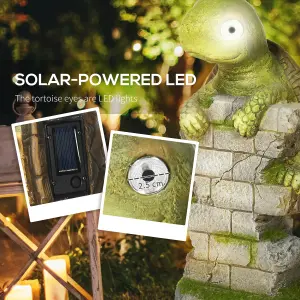 Outsunny Vivid Garden Statue Tortoise Sculpture with Solar-powered LED Light