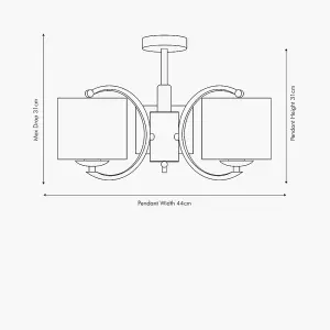 3 Arm Multi Flush Bedroom Ceiling Light