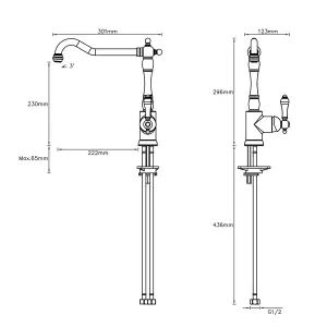 Cooke & Lewis Belmore Chrome effect Kitchen Side lever Tap