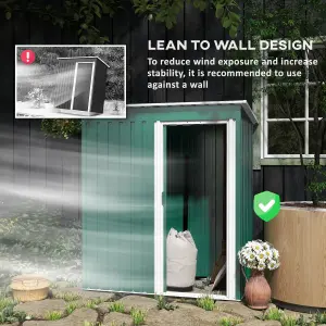 Outsunny 5 x 3ft Garden Storage Shed Sliding Door Sloped Roof Tool Green