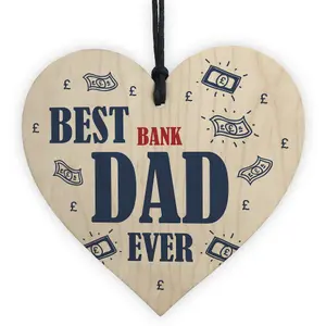 Red Ocean Funny Gift For Dad Novelty Wooden Heart Sign Birthday Gift For Dad Gift For Him