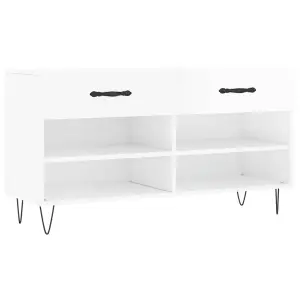 Berkfield Shoe Bench High Gloss White 102x35x55 cm Engineered Wood