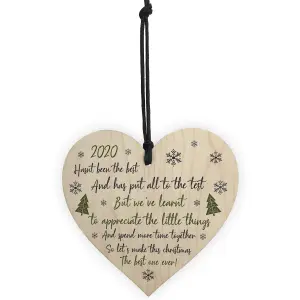 Lockdown Poem Wooden Heart Christmas Tree Decoration Bauble Family Gift Keepsake