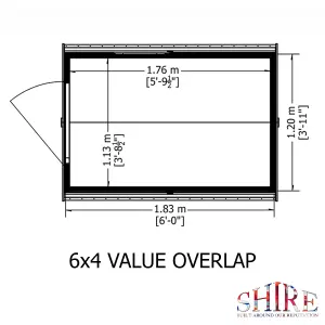 Shire Overlap 6x4 Single Door Windowless Value Garden Shed