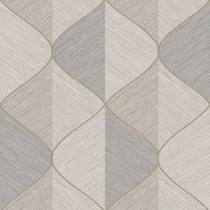 Fresco Ogee Textured Geometric Natural Wallpaper