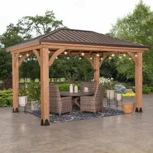 Backyard Discovery Barrington Cedar Wood Patio Gazebo  4.3m x 3m (14ft x 10ft)