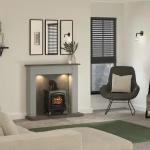 Be Modern Emmbrook Grey Freestanding Electric Fire suite