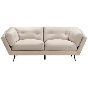 3 Seater Velvet Sofa Beige LENVIK