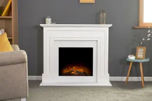 Adam Sandwell Electric Fireplace Suite in Pure White, 44 Inch