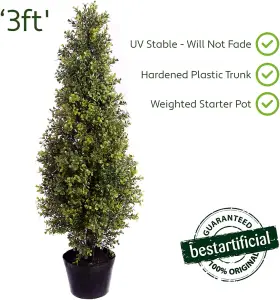 Best Artificial 3ft Potted Boxwood Topiary Tree - Suitable for Outdoor Use - Weather & Fade Resistant