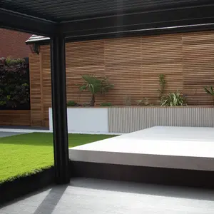 PergoSTET 4m x 4m Pergola with 3 Drop Sides and LED Lighting in Grey