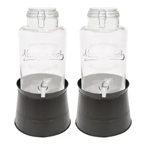 Rink Drink Glass Drinks Dispensers with Tap & Black Bucket Stand - 6.5L - Pack of 2