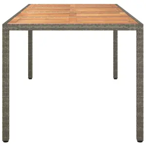 Berkfield Garden Table 190x90x75 cm Poly Rattan and Acacia Wood Grey