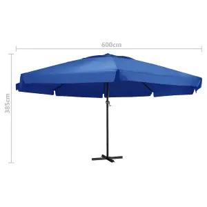 Berkfield Outdoor Parasol with Aluminium Pole 600 cm Azure Blue