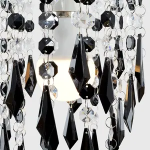 ValueLights Elegant Chandelier Design Ceiling Pendant Light Shade With Black And Clear Acrylic Jewel Droplets