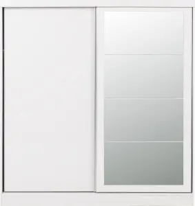 Nevada 2 Door Sliding Wardrobe with Mirror in White Gloss Finish