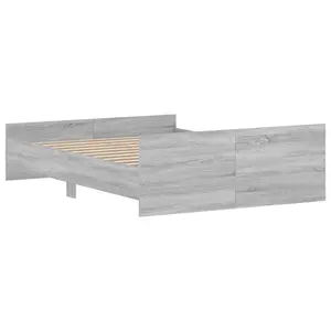 Berkfield Bed Frame with Headboard and Footboard Grey Sonoma 135x190 cm