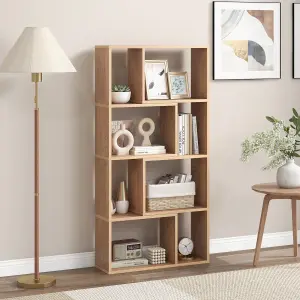 COSTWAY 5-Tier Geometric Bookshelf 120 CM Tall Bookcase Modern 8-Cube Display Shelving