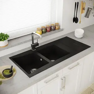 Astini Xeron 2.0 Bowl Black SMC Synthetic Reversible Kitchen Sink & Waste