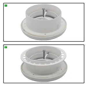 Kair Plastic Round Ceiling Vent 125mm - 5 inch Diffuser / Extract Valve with Retaining Ring