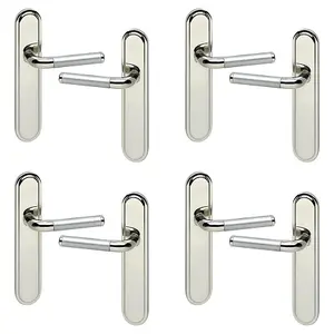 URBNLIVING 220mm Length 8 Pcs Vienna Metal & Polished Nickel Lever Latch Door Plain Handle Set