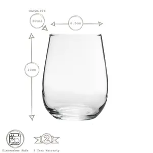 LAV - Gaia Stemless White Wine Glasses - 360ml - Pack of 6