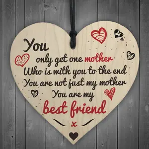 Only Get One Mother Wooden Hanging Heart Sign Mothers Day Present Gifts for Mum Birthday