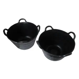 Flexi Tub Rubber Builders Bucket 40L X2 (4 Handles Flexible Gardening Storage)