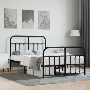 Berkfield Metal Bed Frame with Headboard and Footboard Black 120x190 cm