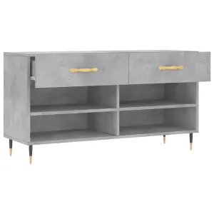 Berkfield Shoe Bench Concrete Grey 102x35x55 cm Engineered Wood