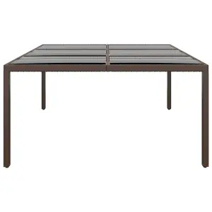 Berkfield Garden Table with Glass Top Brown 200x150x75 cm Rattan