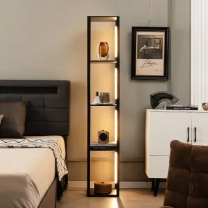 Costway Floor Lamp with Shelves Tall standing Light with 3-Levet Dimmable LED Bulbs