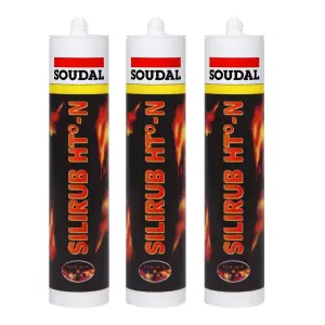 Soudal Silirub Ht-N Black 310ml Cartridge 6031  (108266) (Pack of 3)