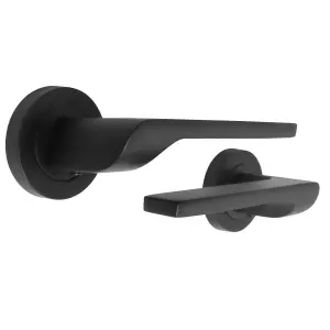 UNO-2 Door Handle Modern Matt Black Lever on Rose Internal Latch Internal Doors Handles