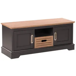 Beliani Retro TV Stand Dark Grey GARET