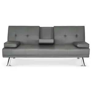 Manhattan 2 Seater Faux Leather Click Clack Sofa Bed - Grey